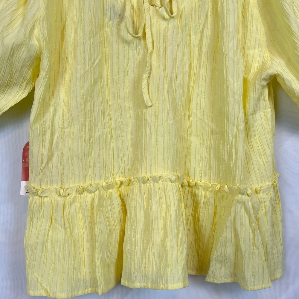 NWT Arula Women’s Lemon Yellow Lantern Sleeve Summer Top / size XL - Picture 9 of 10